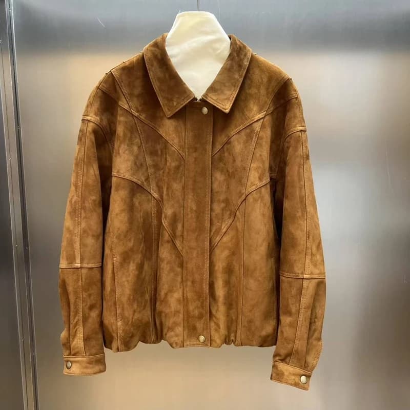 Natural Leather Women Lambskin Leather Jacket Long Sleeves 100% Sheepskin Leather Coat H723
