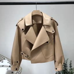 OFTBUY 2022 Genuine Leather Jacket Women Real Sheepshin Leather Coat Spring Autumn New Fashion Real Leather Jacket Loose Casual