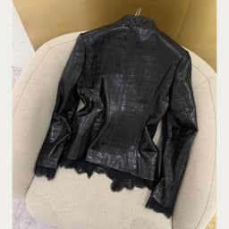 Natural Lambskin Leather Jacket for Women, 100% Genuine leather Sheepskin Leather Women Coat, Long Sleeves,H829