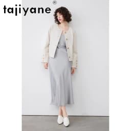 TAJIYANE Sheepskin Genuine Leather Jacket Woman Round Neck Leather Coat Cropped Jackets for Woman Outerwear Office Lady Дубленка