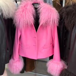 YOLOAgain Women's Mongolia Sheep Fur Collar Real Leather Jacket Single Breasted
