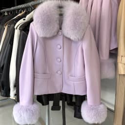 YOLOAgain Women's Mongolia Sheep Fur Collar Real Leather Jacket Single Breasted