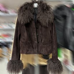 YOLOAgain Women's Mongolia Sheep Fur Collar Real Leather Jacket Single Breasted