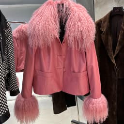 YOLOAgain Women's Mongolia Sheep Fur Collar Real Leather Jacket Single Breasted