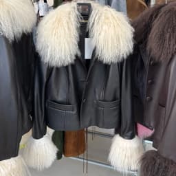 YOLOAgain Women's Mongolia Sheep Fur Collar Real Leather Jacket Single Breasted
