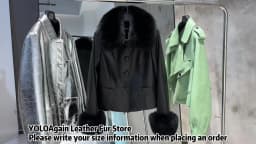 YOLOAgain Women's Mongolia Sheep Fur Collar Real Leather Jacket Single Breasted