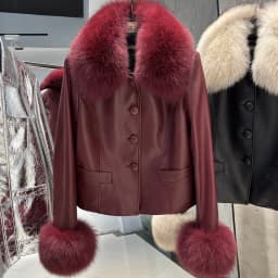 YOLOAgain Women's Mongolia Sheep Fur Collar Real Leather Jacket Single Breasted