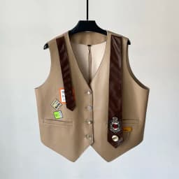 TAJIYANE Genuine Leather Jacket Women Short Sheepskin Vest Sleeveless Biker Jackets Patch Badge Waistcoat Leather Veste Femme
