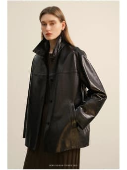 Waxed Lambskin Genuine Leather Jacket Women Retro Lapel Collar Single Breasted Real Leather Casual Spring Autumn Outerwear 2026