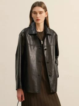 Waxed Lambskin Genuine Leather Jacket Women Retro Lapel Collar Single Breasted Real Leather Casual Spring Autumn Outerwear 2026
