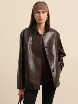 Waxed Lambskin Genuine Leather Jacket Women Retro Lapel Collar Single Breasted Real Leather Casual Spring Autumn Outerwear 2026