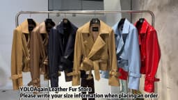 YOLOAgain Real Leather Jacket Women With Belt Lapel Oversized Dark Brown Suede Jacket Coat Ladies