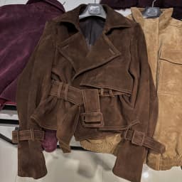 YOLOAgain Real Leather Jacket Women With Belt Lapel Oversized Dark Brown Suede Jacket Coat Ladies