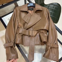 YOLOAgain Real Leather Jacket Women With Belt Lapel Oversized Dark Brown Suede Jacket Coat Ladies