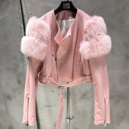 Leather Jacket Factory Ladies Short Leather Jacket Real Fox Fur Sleeve Coat Women Autumn 21001