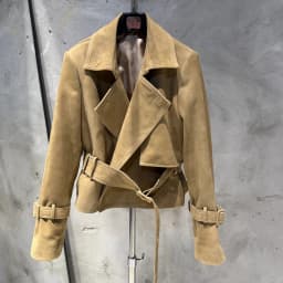 #S Women Suede Leather Jacket Ladies Casual Fashion Jacket 2025 New Coming Sheepskin Coat