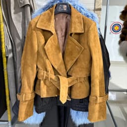 #S Women Suede Leather Jacket Ladies Casual Fashion Jacket 2025 New Coming Sheepskin Coat