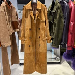 YOLOAgain Double Breasted Suede Jacket Coat Women Real Leather Trench Coat