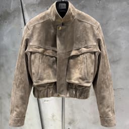 Suede Bomber Women Winter Genuine Sheep Leather Suede Coat with Big Pockets on the Body