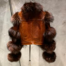 Fur Bomber Ladies New Fashion Jacket Crocdile Sheep Leather With Natural Fur 3573