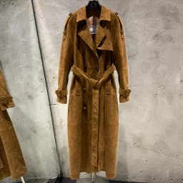 Long Suede Leather Coat Ladies Real Sheepskin Coat Genuine Sheep Leather Windbreak Long 2385