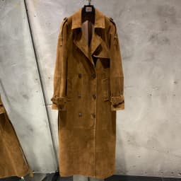 Long Suede Leather Coat Ladies Real Sheepskin Coat Genuine Sheep Leather Windbreak Long 2385