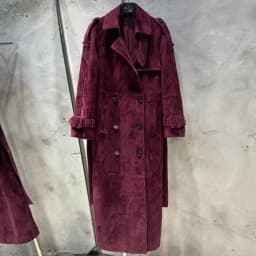 Long Suede Leather Coat Ladies Real Sheepskin Coat Genuine Sheep Leather Windbreak Long 2385
