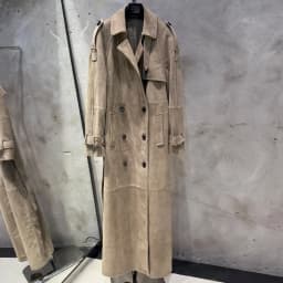 Long Suede Leather Coat Ladies Real Sheepskin Coat Genuine Sheep Leather Windbreak Long 2385