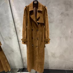 Long Suede Leather Coat Ladies Real Sheepskin Coat Genuine Sheep Leather Windbreak Long 2385