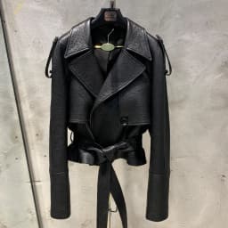 Women Casul Leather Jackets Short Windbreak Design Genuine Grained Sheep Leather Coats Lady