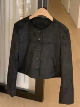 Retro Suede Short Jacket Women's Hong Kong Style Chic High Design Sensation Slimming Small Size Single Button Jacket Top