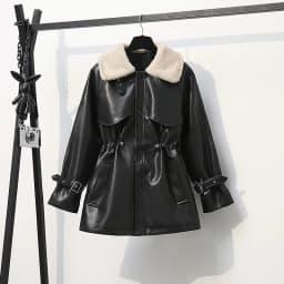 Trendy Winter Women's Fashion Leather Jacket with Fur Collar Loose Fit Motorcycle Style Coat Warm Padded Quality Outerwear