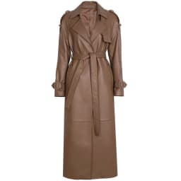 YOLOAgain Women's Real Leather Trench Coat Long High Quality Windbreak Oversized