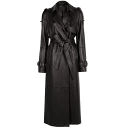 YOLOAgain Women's Real Leather Trench Coat Long High Quality Windbreak Oversized