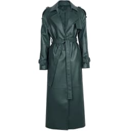 YOLOAgain Women's Real Leather Trench Coat Long High Quality Windbreak Oversized