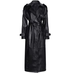 YOLOAgain Women's Real Leather Trench Coat Long High Quality Windbreak Oversized