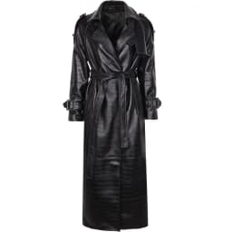 YOLOAgain Women's Real Leather Trench Coat Long High Quality Windbreak Oversized