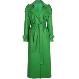 YOLOAgain Women's Real Leather Trench Coat Long High Quality Windbreak Oversized