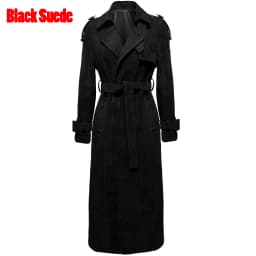 YOLOAgain Women's Real Leather Trench Coat Long High Quality Windbreak Oversized