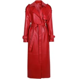 YOLOAgain Women's Real Leather Trench Coat Long High Quality Windbreak Oversized