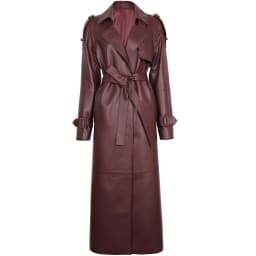 YOLOAgain Women's Real Leather Trench Coat Long High Quality Windbreak Oversized