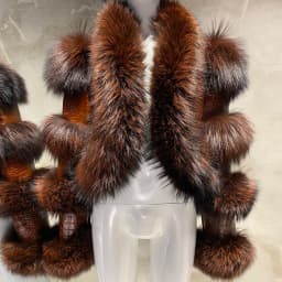 YOLOAgain Women's Natural Fox Fur Jacket Real Leather Cropped Jacket Streetwear
