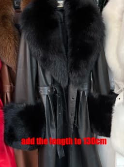 YOLOAgain Women's Detachable Real Fox Fur Collar Cuffs Genuine Leather Jacket Coat Long Women