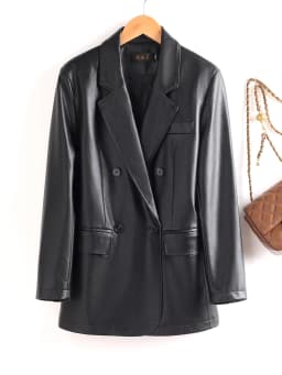 Genuine Sheepskin Leather Jacket Long Sleeve Button Decoration Commute Style Loose Fit Medium Length Luxury Casual Outerwear