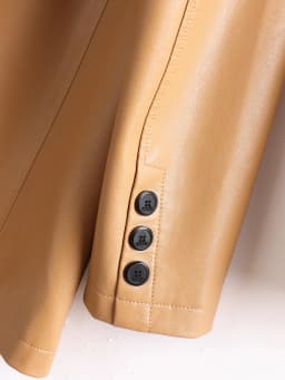 Genuine Sheepskin Leather Jacket Long Sleeve Button Decoration Commute Style Loose Fit Medium Length Luxury Casual Outerwear