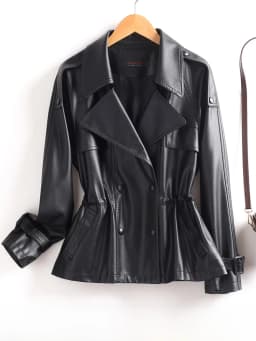 Real Leather Jacket Women's Mid-Length Slimming 2025 New Spring Autumn Korean Version Elegantly Waist-Cinching Sheepskin Haening