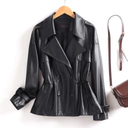 Real Leather Jacket Women's Mid-Length Slimming 2025 New Spring Autumn Korean Version Elegantly Waist-Cinching Sheepskin Haening