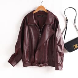 Real Leather Jacket Women's Short Casual Autumn Winter New Style Elastic Waist Loose Sheepskin Coat Casual Outerwear