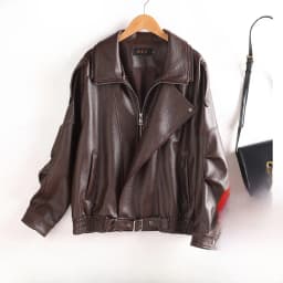 Real Leather Jacket Women's Short Casual Autumn Winter New Style Elastic Waist Loose Sheepskin Coat Casual Outerwear