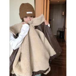 Thickened Short Lamb Fur Jacket Women's Winter New Style Vintage Leather Jacket Female Loose Motorcycle Jacket with Pocket